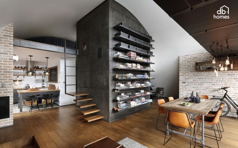 Khi chọn nội thất phong cách Industrial, hãy ưu tiên vật liệu thô, màu sắc trung tính, nội thất đơn giản