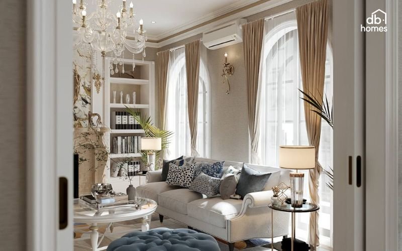 Phong cách nội thất Tân cổ điển kết hợp vẻ đẹp cổ điển và hiện đại, tạo không gian sang trọng, thanh lịch và cân đối với sự tinh tế trong từng chi tiết