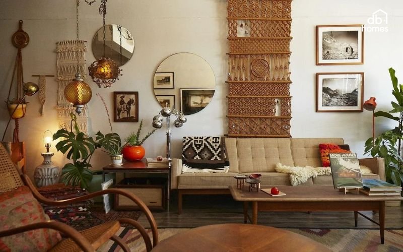 Phong cách Bohemian mang đến không gian tự do, sáng tạo với màu sắc rực rỡ, họa tiết độc đáo và chất liệu tự nhiên