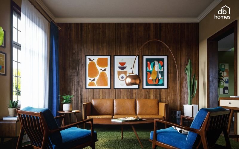 Phong cách Mid-Century Modern kết hợp tối giản, tiện dụng và hòa hợp thiên nhiên, tạo không gian sống ấm cúng, tinh tế và hiện đại
