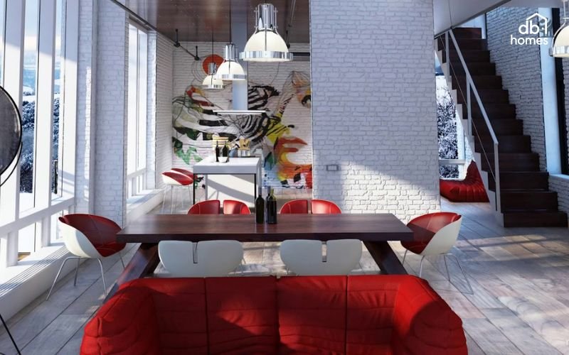 Phong cách nội thất Avant-Garde tạo không gian sáng tạo, phá cách với đường nét mạnh mẽ, hình khối tối giản và màu sắc đối lập, thể hiện cá tính táo bạo và nghệ thuật