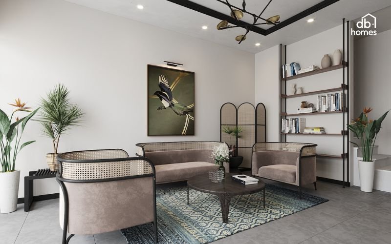 Gỗ và mây tre là sự kết hợp hoàn hảo không thể thiếu của chung cư phong cách Indochine