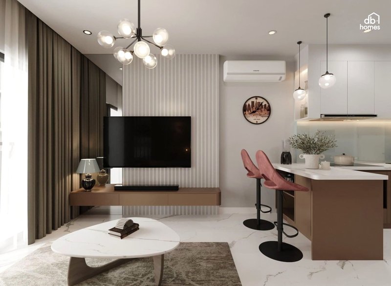 Đơn giản nhưng không đơn điệu, thiết kế nội thất hiện đại tập trung vào các điểm nhấn độc đáo và tinh tế