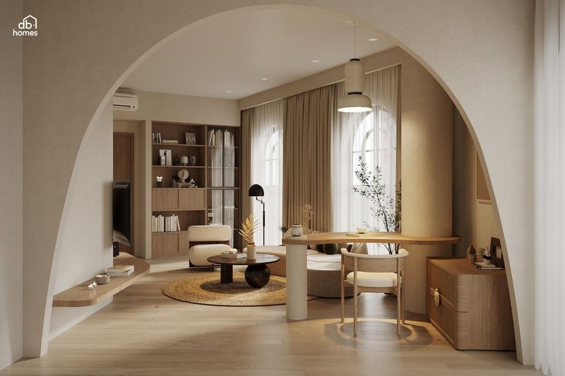 Gỗ tự nhiên là lựa chọn hoàn hảo cho những người yêu thích sự mộc mạc trong thiết kế thi công nội thất căn hộ