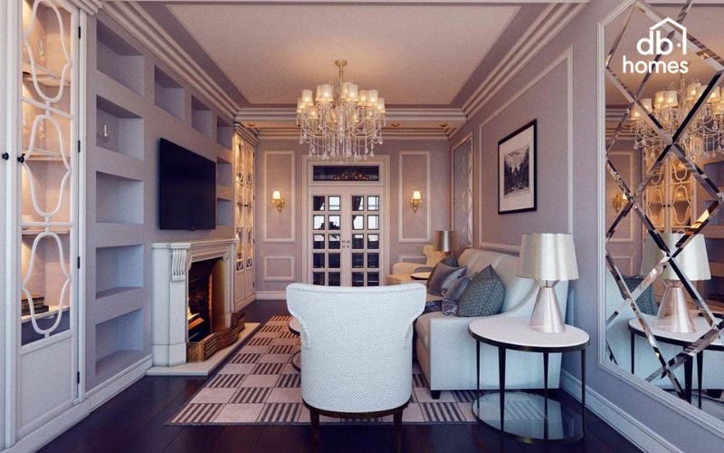 Trang trí nội thất Neo Classic thường sử dụng các chi tiết như phào chỉ, mâm trần