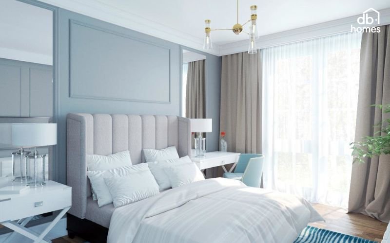 Màu xanh pastel mang đến không gian mềm mại, hiện đại và dễ dàng phối hợp