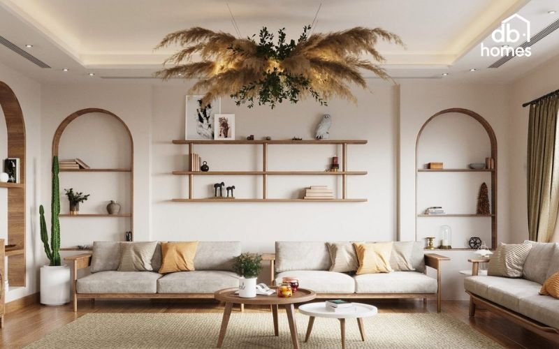 Sử dụng màu sắc trung tính và vật liệu tự nhiên giúp không gian sống trở nên thoáng đãng và gần gũi với thiên nhiên