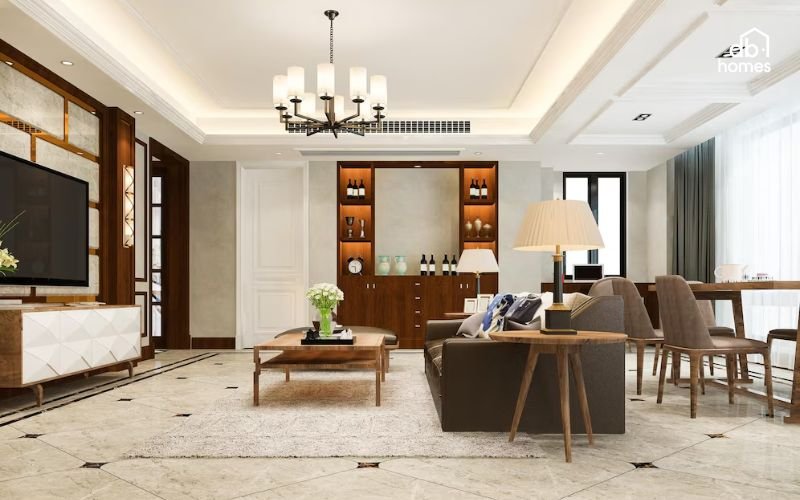 Xu hướng thiết kế nội thất chung cư 70m2 hướng đến sự tiện nghi, tối ưu hóa không gian, sử dụng vật liệu bền vững và tích hợp công nghệ