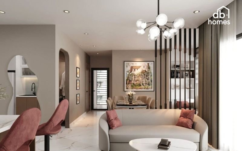 Ánh sáng tự nhiên và màu sắc kết hợp cùng nhau sẽ giúp không gian căn hộ trở nên rộng rãi và thoải mái hơn