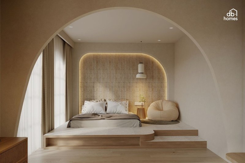 Thiết kế nội thất chung cư tại TPHCM phong cách Wabi Sabi với thiết kế mộc mạc, sử dụng gỗ tự nhiên và đường nét tối giản