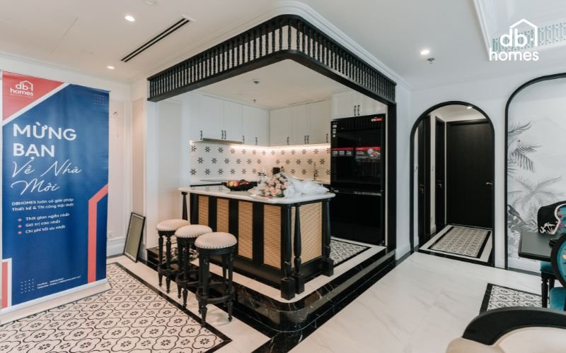 Phòng bếp rộng rãi và sang trọng mang đến sự tiện nghi và thể hiện đẳng cấp của gia chủ