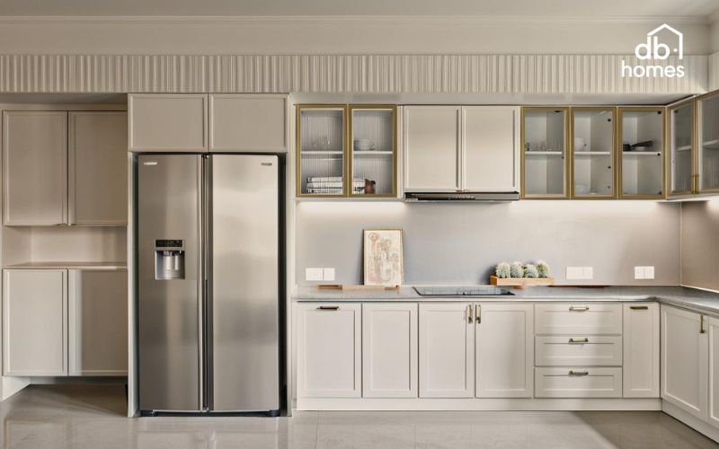 Mẫu phòng bếp chữ L giúp tối ưu không gian khi nấu nướng