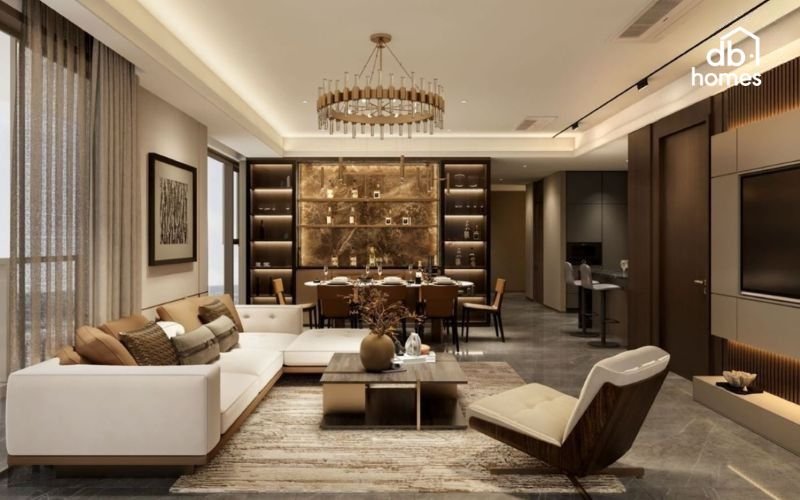 Thiết kế này giúp tối ưu hóa không gian, tạo sự liền mạch và thông thoáng