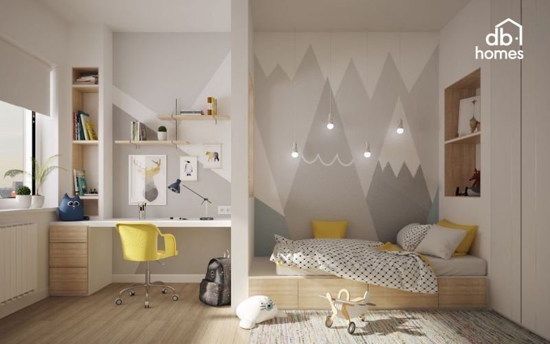 Trang trí thêm không gian nghệ thuật với góc vẽ, bảng trưng bày và đèn LED nhiều màu tạo cảm hứng sáng tạo