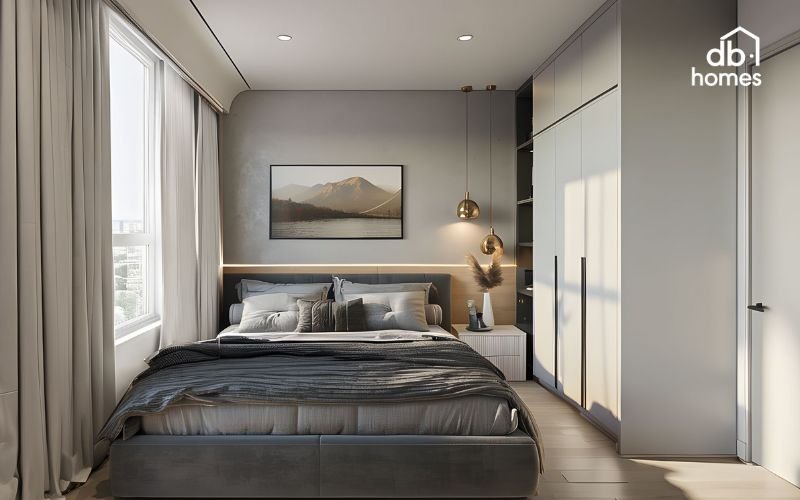 Phòng ngủ phong cách Wabi-Sabi sử dụng các chất liệu mộc mạc với những dấu vết thời gian tạo nét độc đáo