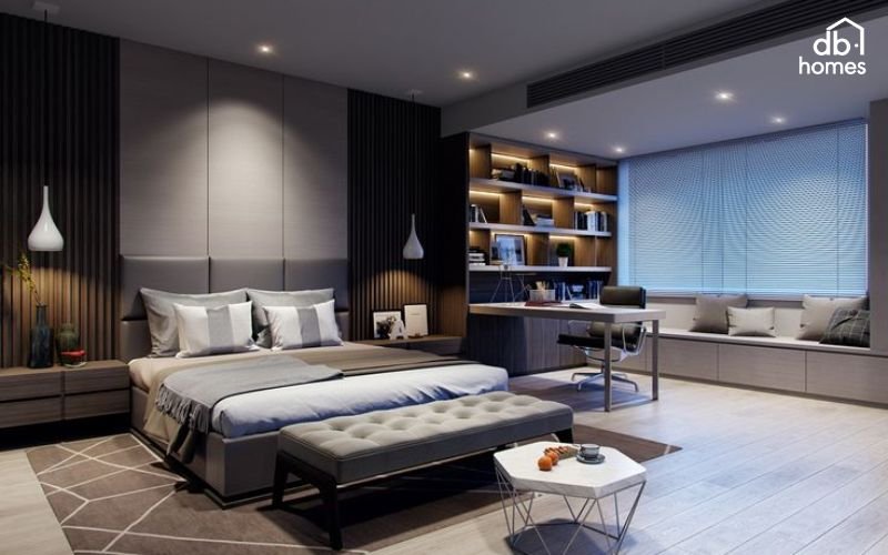 Phòng ngủ master kết hợp không gian làm việc giúp tối ưu diện tích và tăng hiệu suất trong thời đại làm việc tại nhà