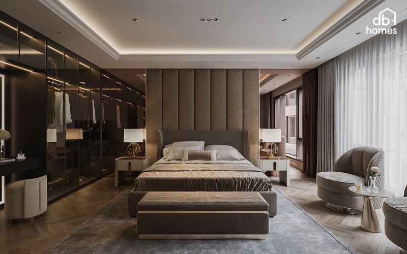 Phòng ngủ master chung cư cần bố trí hài hòa, dùng nội thất thông minh để tối ưu diện tích và tăng tiện nghi