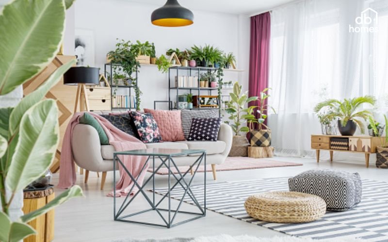 Cây xanh giúp làm đẹp phòng khách và mang lại lợi ích về sức khỏe, tinh thần và phong thủy cho gia chủ