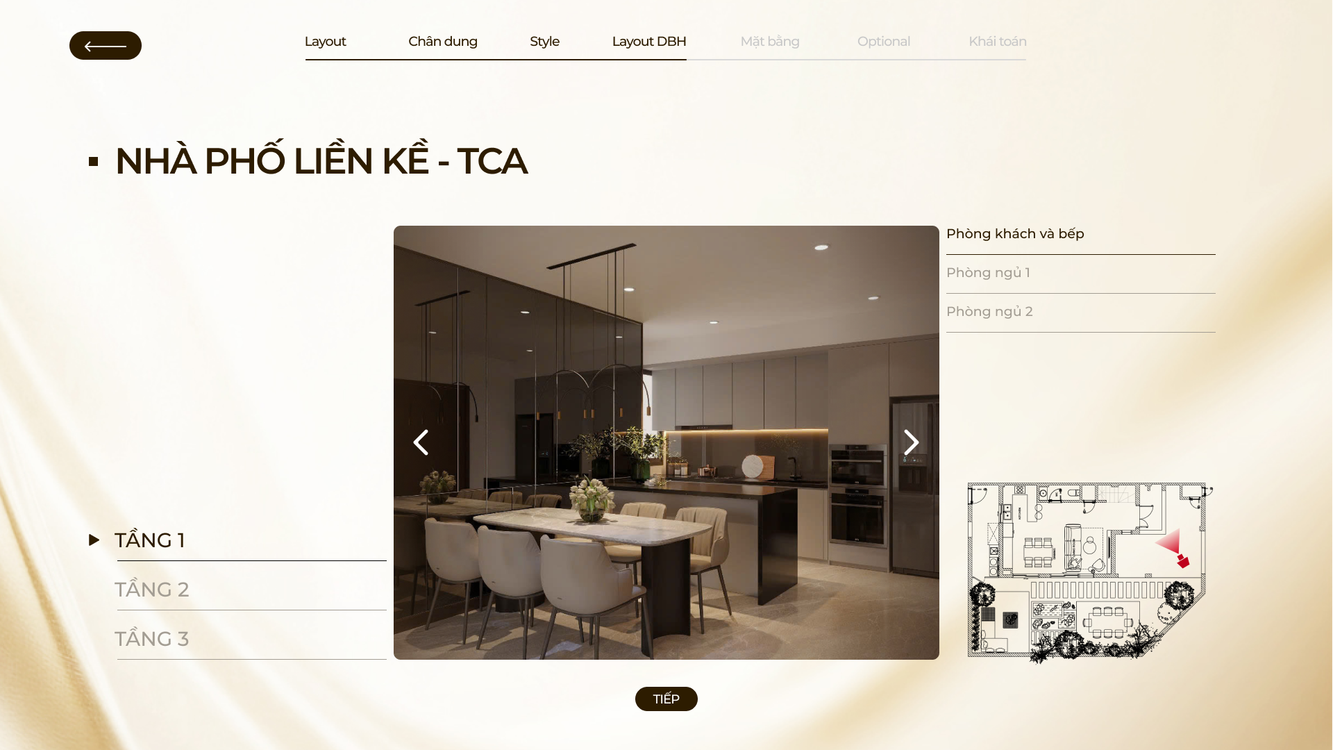 Layout và phong cách thiết kế nội thất được hiển thị trực quan theo lựa chọn khách hàng